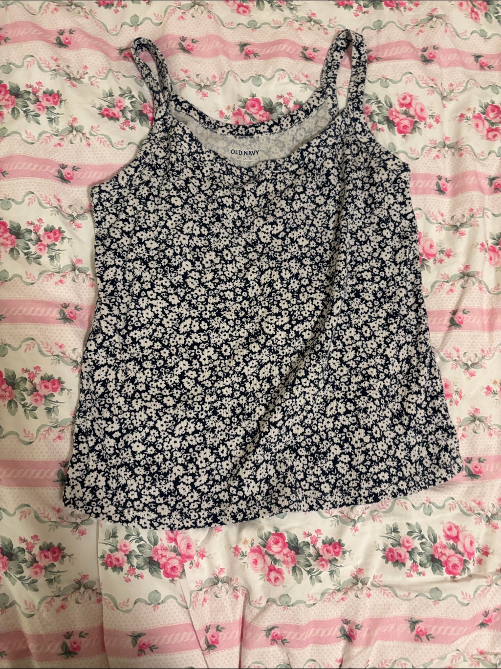 Old Navy Navy And White Floral Spaghetti-Strap Cami
